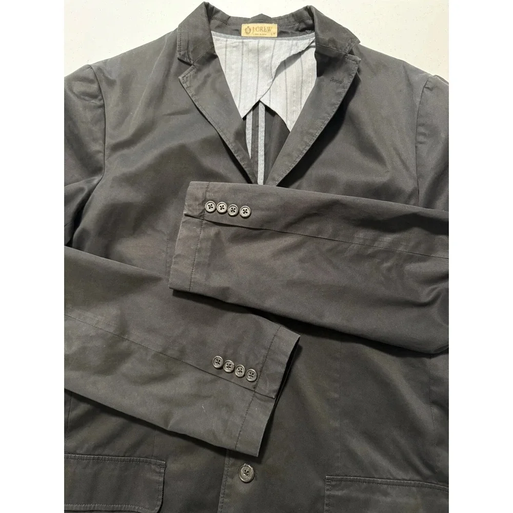 J Crew Clayton L-Tall Men's Black Sportcoat 3-Button Preppy‎ Cotton Jacket EUC